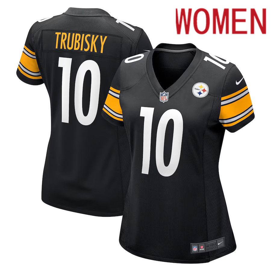 Women Pittsburgh Steelers #10 Mitchell Trubisky Nike Black Game NFL Jersey->women nfl jersey->Women Jersey
